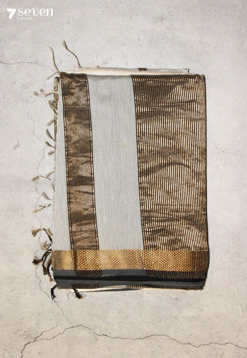 Rohmira Maheshwari Handloom Off White Silk Cotton Saree - Seven Sarees - Seven Sarees