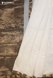 Rohmira Maheshwari Handloom Off White Silk Cotton Saree - Seven Sarees - Seven Sarees