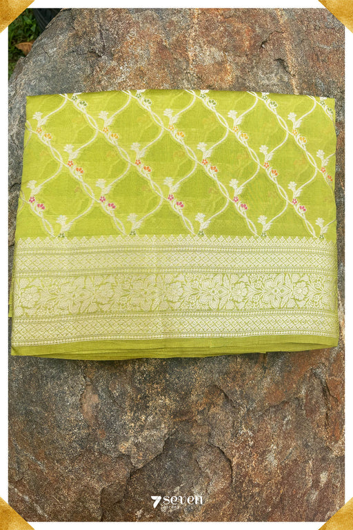 Rohni Benares Green Pure Silk Saree | Silk Mark Certified - Seven Sarees - Saree - Seven Sarees