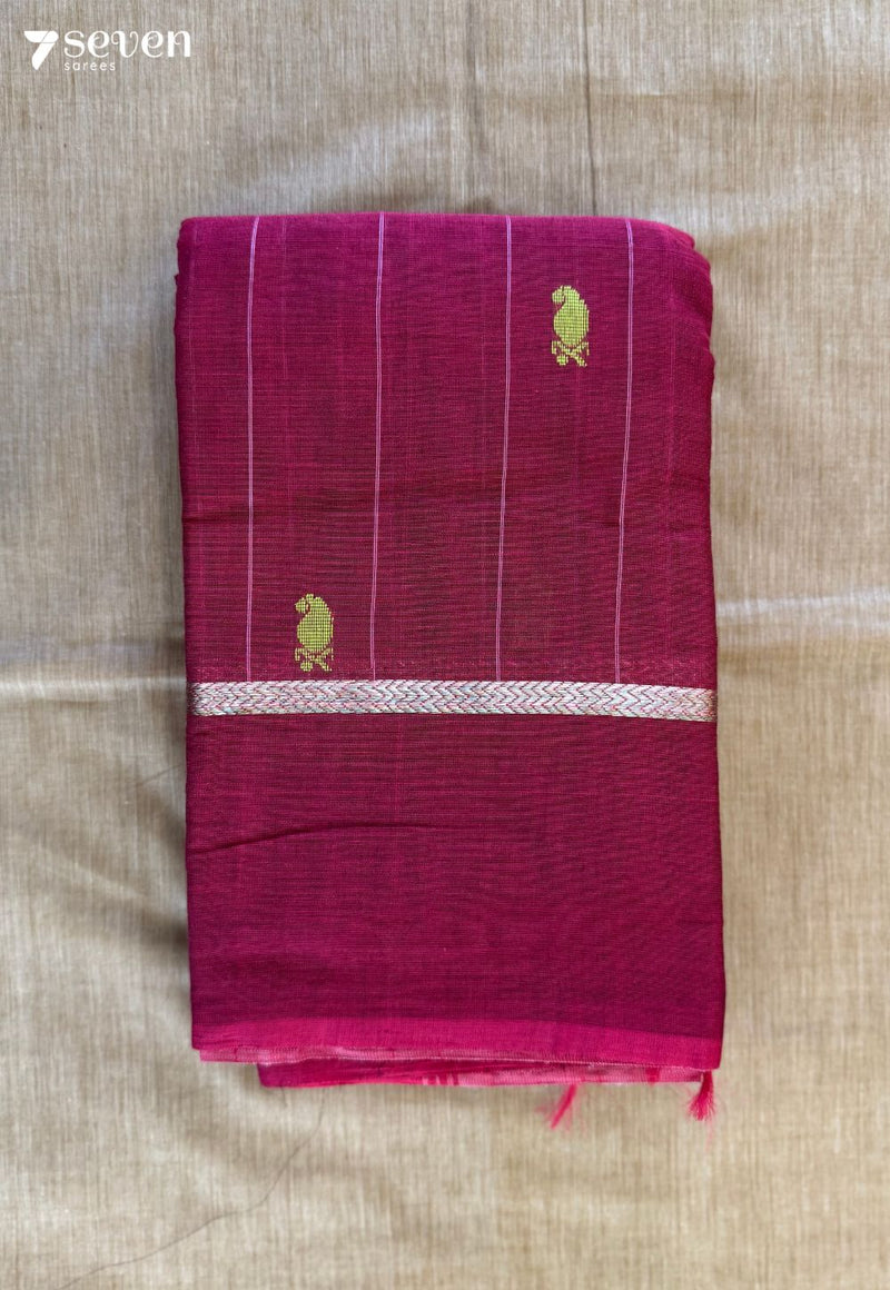 Rose Wood Signature Seven Handloom Pink Bangalore Pure Cotton Saree - Seven Sarees - Saree - Seven Sarees