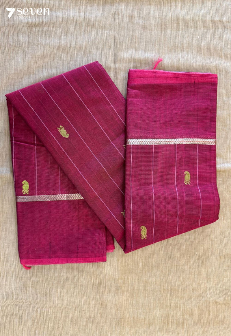 Rose Wood Signature Seven Handloom Pink Bangalore Pure Cotton Saree - Seven Sarees - Saree - Seven Sarees