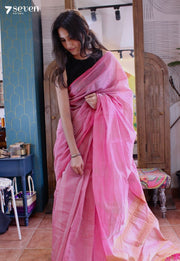 Rosemary Signature Seven Handloom Pink Bangalore Pure Cotton Saree - Seven Sarees - Saree - Seven Sarees