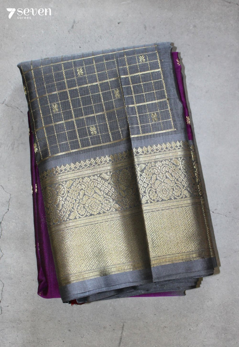 Ruchika Handloom Venkatagiri Pattu 100% Silk Purple Saree | Silk Mark Certified - Seven Sarees - Seven Sarees