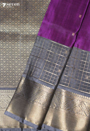 Ruchika Handloom Venkatagiri Pattu 100% Silk Purple Saree | Silk Mark Certified - Seven Sarees - Seven Sarees