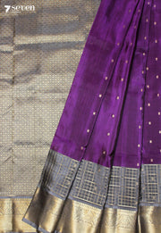 Ruchika Handloom Venkatagiri Pattu 100% Silk Purple Saree | Silk Mark Certified - Seven Sarees - Seven Sarees