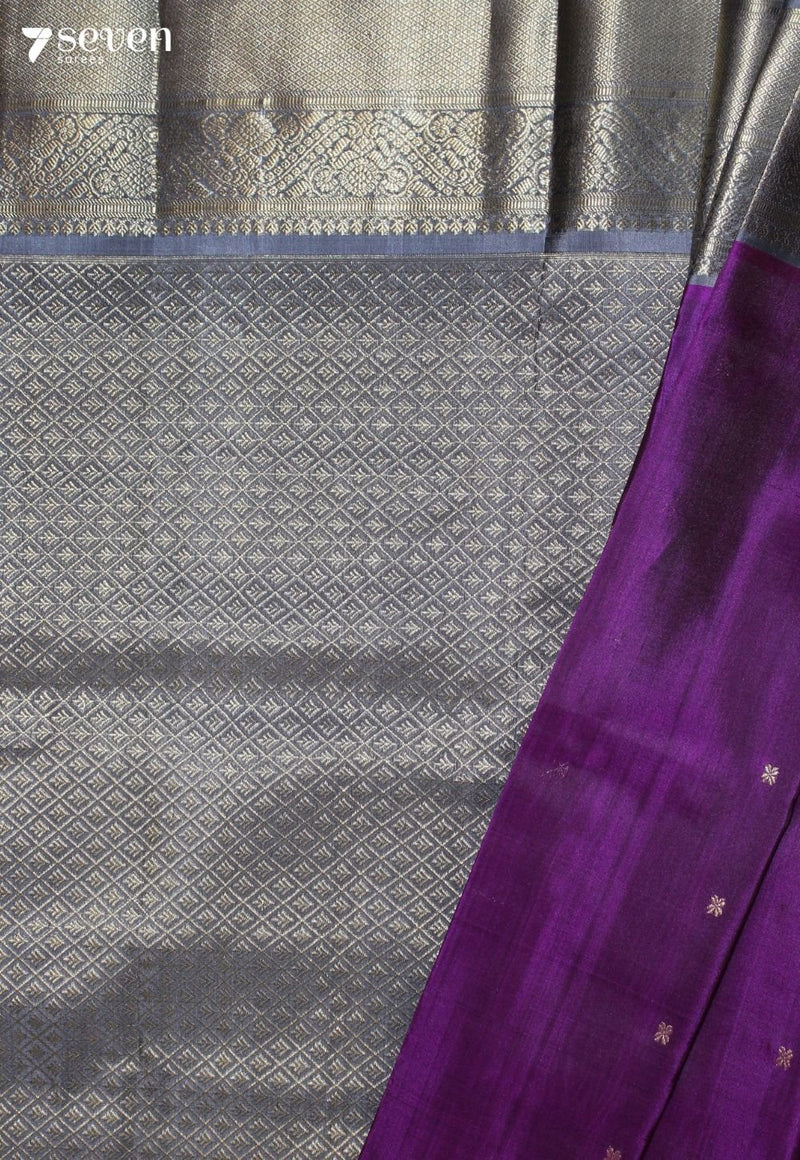 Ruchika Handloom Venkatagiri Pattu 100% Silk Purple Saree | Silk Mark Certified - Seven Sarees - Seven Sarees