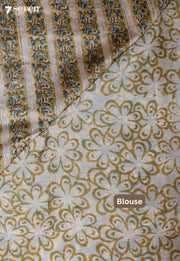 Rudraya Jaipur Blue Hand Block Printed Silk Cotton Saree - Seven Sarees - Saree - Seven Sarees