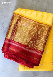 Ruhaniya Patola Handloom Single Ikkat Yellow Pure Silk Saree|Silk Mark Certified - Seven Sarees - Saree - Seven Sarees