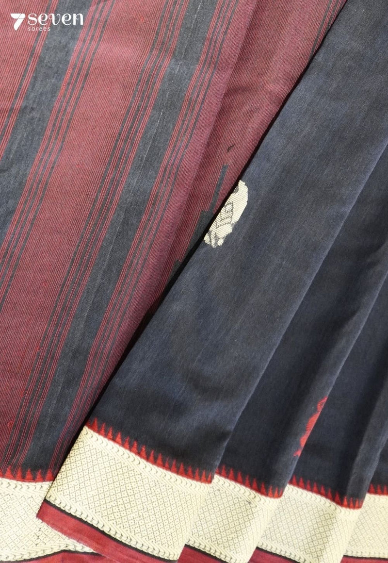 Saanidhya Signature Seven Handloom Blue Bangalore Pure Cotton Saree - Seven Sarees - Saree - Seven Sarees