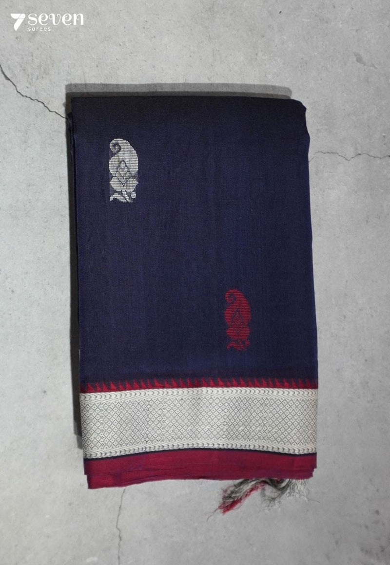 Saanidhya Signature Seven Handloom Blue Bangalore Pure Cotton Saree - Seven Sarees - Saree - Seven Sarees
