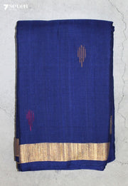 Saanjavi Signature Seven Handloom Blue Bangalore Pure Cotton Saree - Seven Sarees - Saree - Seven Sarees