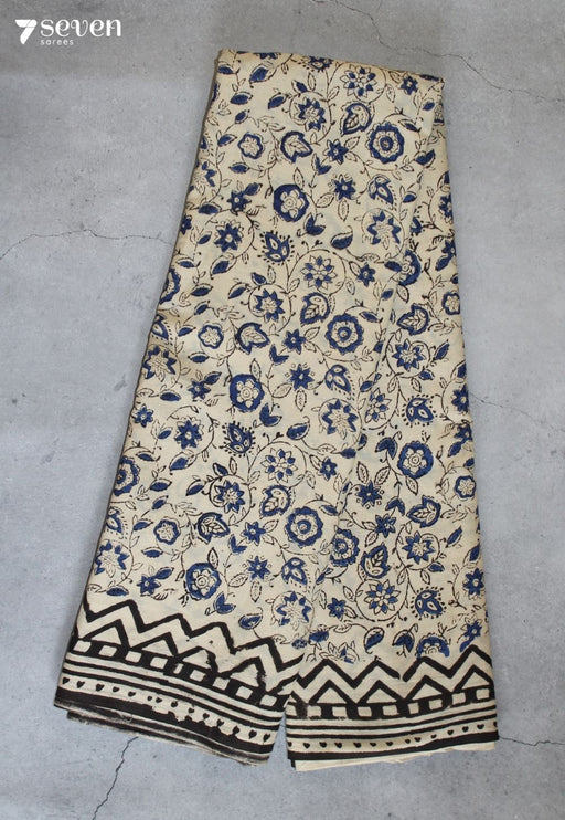 Saanmeha Jaipur Off White Hand Block Printed 100% Cotton Saree - Seven Sarees - Saree - Seven Sarees