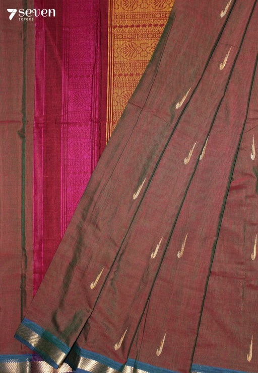 Saanvaya Signature Seven Handloom Maroon Bangalore Pure Cotton Saree - Seven Sarees - Saree - Seven Sarees
