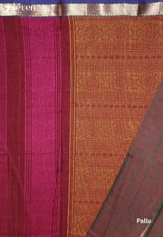 Saanvaya Signature Seven Handloom Maroon Bangalore Pure Cotton Saree - Seven Sarees - Saree - Seven Sarees
