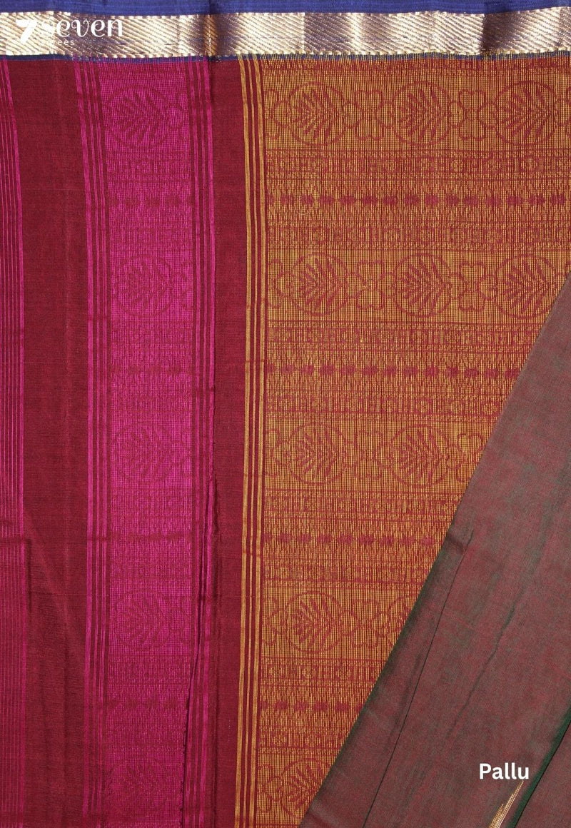 Saanvaya Signature Seven Handloom Maroon Bangalore Pure Cotton Saree - Seven Sarees - Saree - Seven Sarees