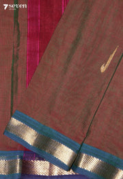 Saanvaya Signature Seven Handloom Maroon Bangalore Pure Cotton Saree - Seven Sarees - Saree - Seven Sarees
