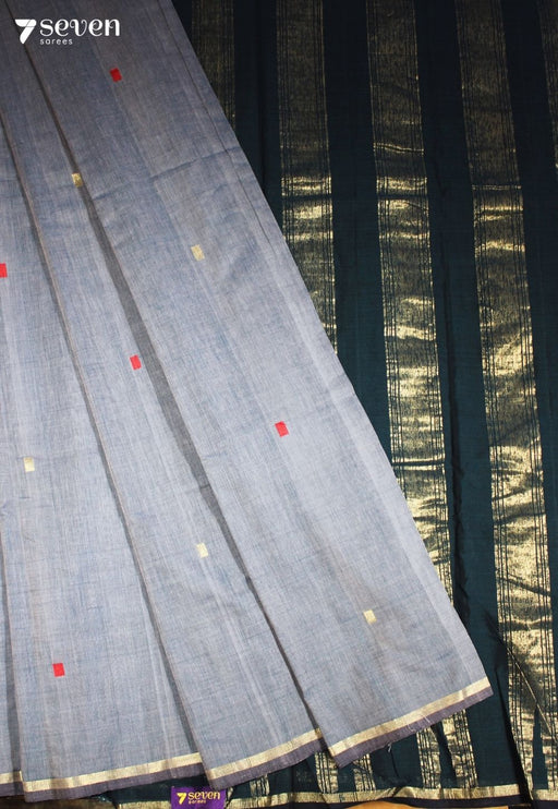 Saanvi Signature Seven Handloom Blue Bangalore Pure Cotton Saree - Seven Sarees - Saree - Seven Sarees