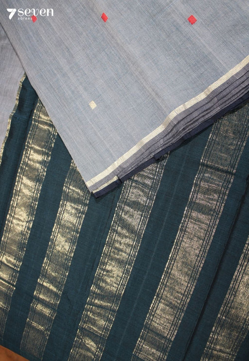 Saanvi Signature Seven Handloom Blue Bangalore Pure Cotton Saree - Seven Sarees - Saree - Seven Sarees