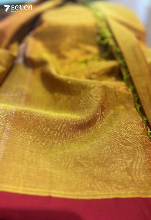 Saanvi Signature Seven Handloom Red - Green Bangalore Pure Cotton Saree - Seven Sarees - Saree - Seven Sarees