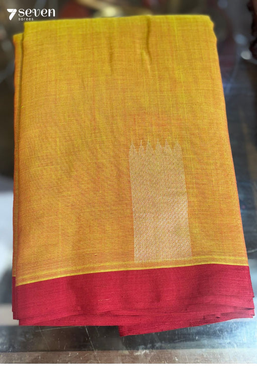 Saanvi Signature Seven Handloom Red - Green Bangalore Pure Cotton Saree - Seven Sarees - Saree - Seven Sarees