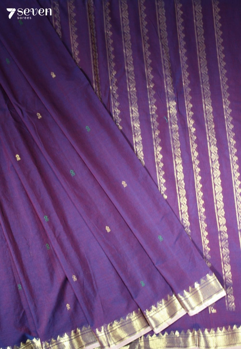 Saanvikaara Signature Seven Handloom Purple Bangalore Pure Cotton Saree - Seven Sarees - Saree - Seven Sarees