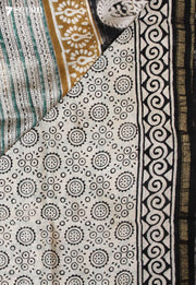 Saarmika Jaipur Green Hand Block Printed Silk Cotton Saree - Seven Sarees - Saree - Seven Sarees