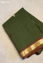 Saarvili Signature Seven Handloom Green Bangalore Pure Cotton Saree - Seven Sarees - Saree - Seven Sarees