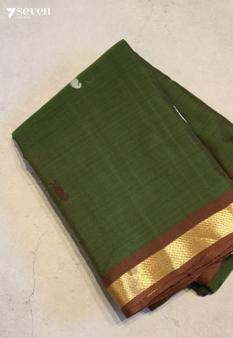 Saarvili Signature Seven Handloom Green Bangalore Pure Cotton Saree - Seven Sarees - Saree - Seven Sarees