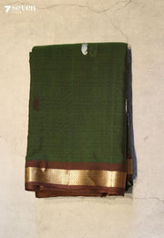 Saarvili Signature Seven Handloom Green Bangalore Pure Cotton Saree - Seven Sarees - Saree - Seven Sarees