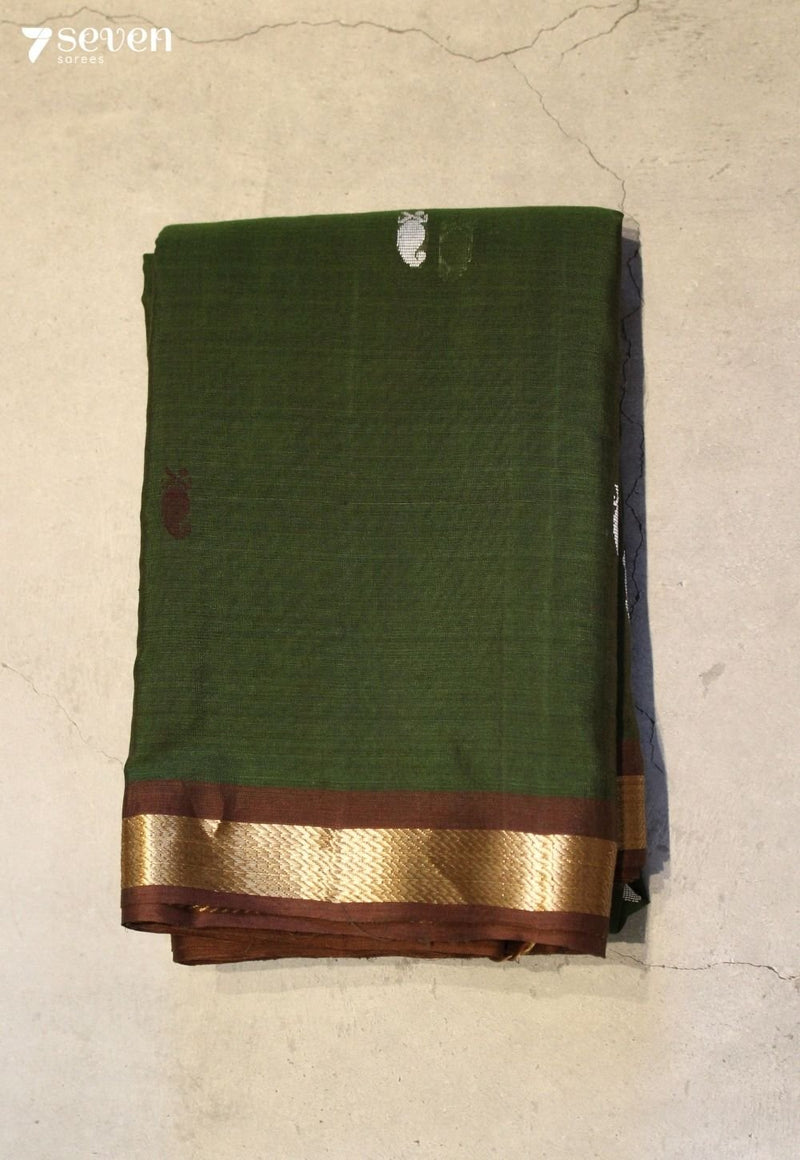 Saarvili Signature Seven Handloom Green Bangalore Pure Cotton Saree - Seven Sarees - Saree - Seven Sarees