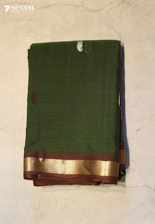 Saarvili Signature Seven Handloom Green Bangalore Pure Cotton Saree - Seven Sarees - Saree - Seven Sarees