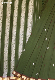 Saarvili Signature Seven Handloom Green Bangalore Pure Cotton Saree - Seven Sarees - Saree - Seven Sarees