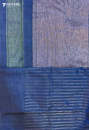 Sage Lines Signature Seven Handloom Navy Bangalore Vegan Silk Saree - Seven Sarees - Saree - Seven Sarees