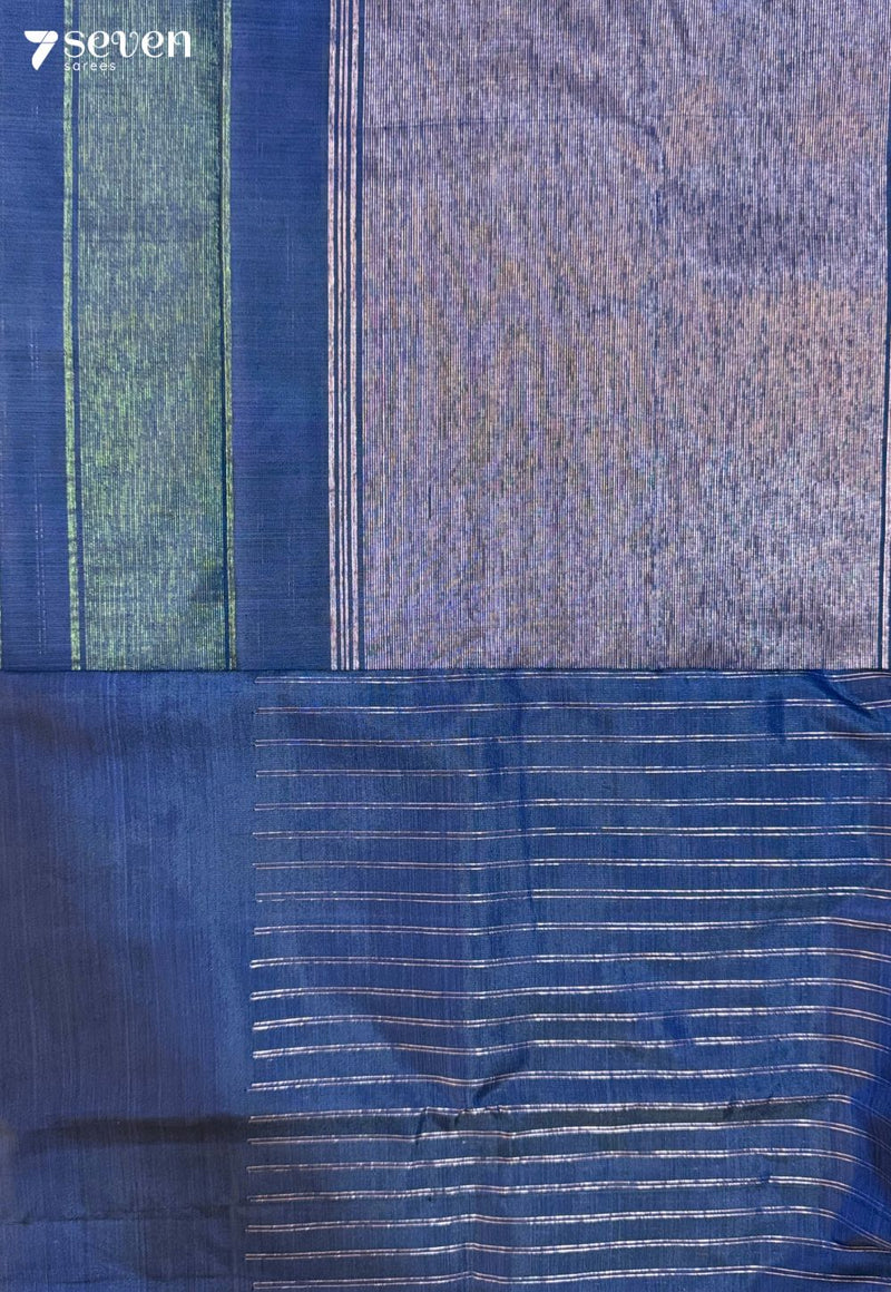 Sage Lines Signature Seven Handloom Navy Bangalore Vegan Silk Saree - Seven Sarees - Saree - Seven Sarees
