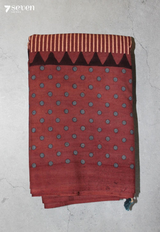 Sairika Kutch Red Pure Handmade Ajrakh 100% Cotton Saree - Seven Sarees - Saree - Seven Sarees