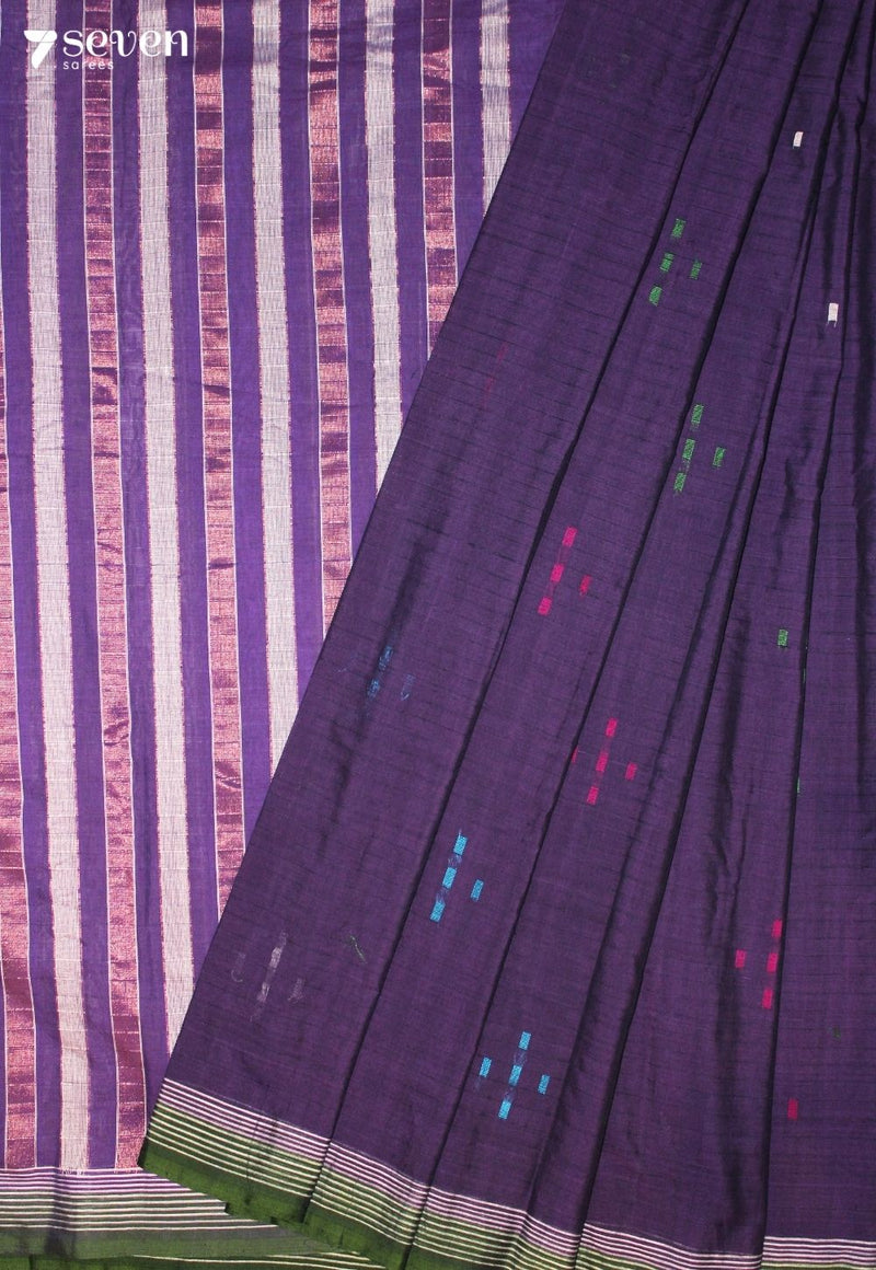 Sairumi Signature Seven Handloom Blue Bangalore Pure Cotton Saree - Seven Sarees - Saree - Seven Sarees