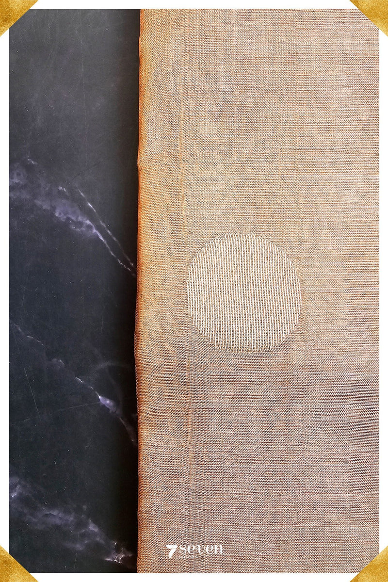 Sakura Chattisgarh Dusty Copper Pure Kosa Silk Saree|Silk Mark Certified - Seven Sarees - Seven Sarees