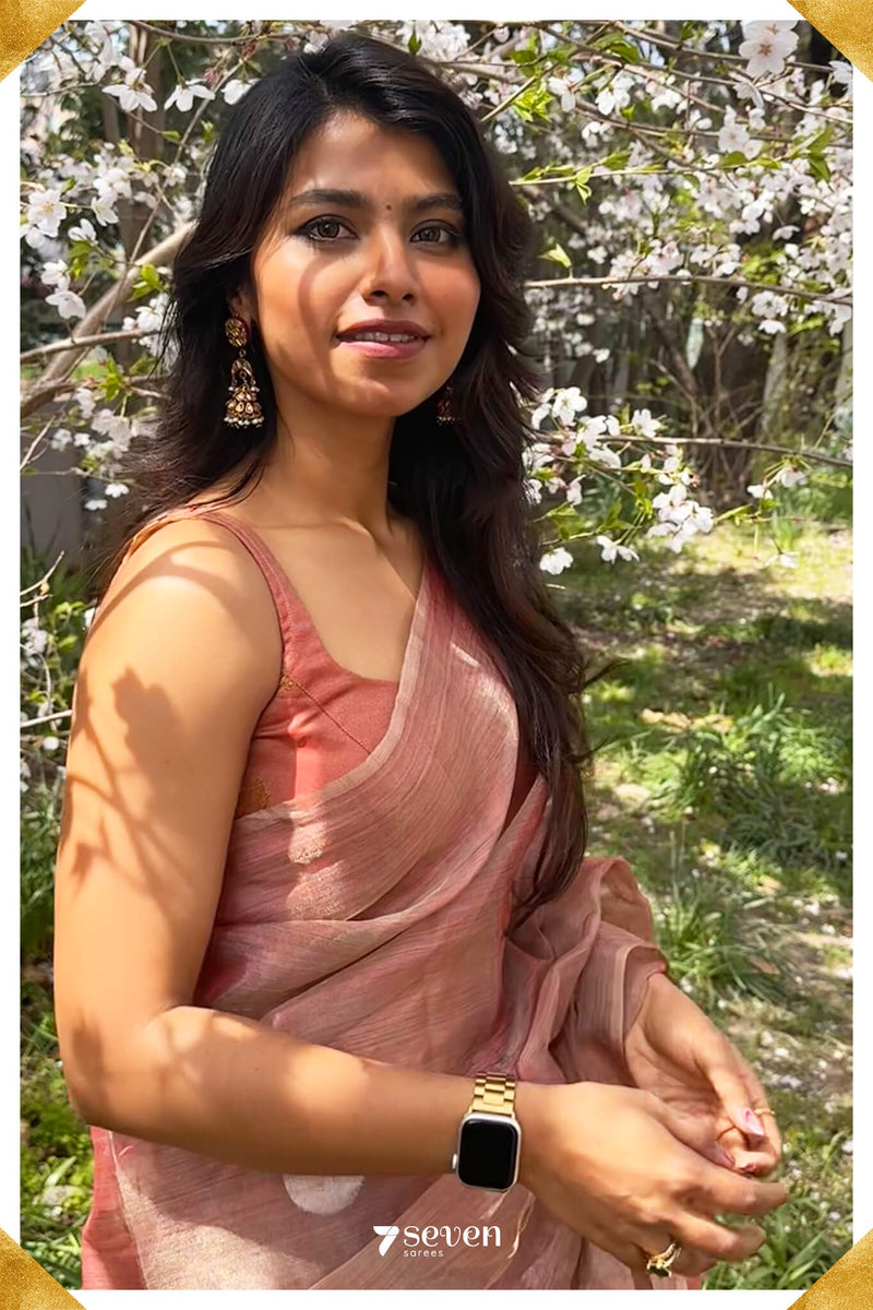 Sakura Chattisgarh Dusty Copper Pure Kosa Silk Saree|Silk Mark Certified - Seven Sarees - Seven Sarees
