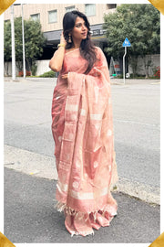 Sakura Chattisgarh Dusty Copper Pure Kosa Silk Saree|Silk Mark Certified - Seven Sarees - Seven Sarees