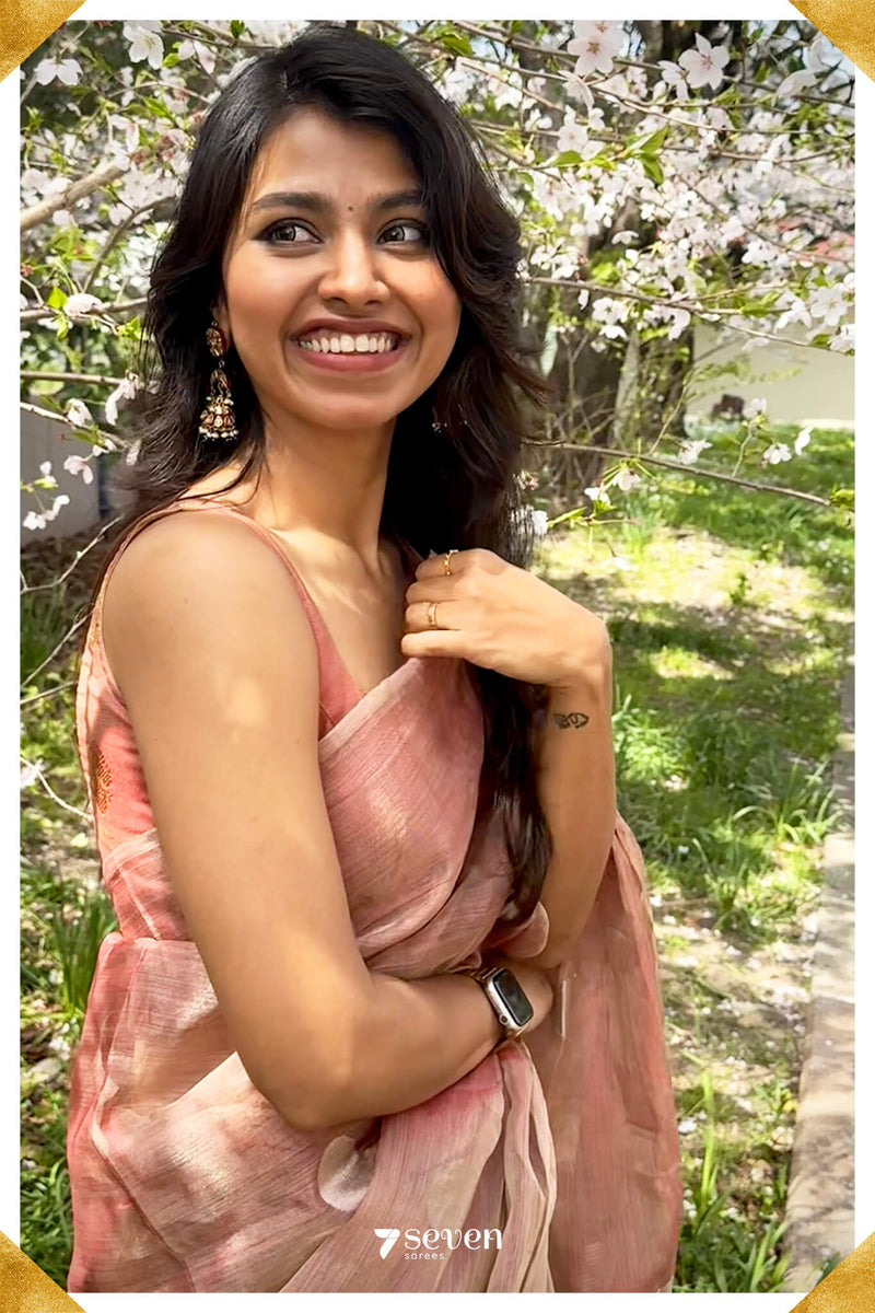 Sakura Chattisgarh Dusty Copper Pure Kosa Silk Saree|Silk Mark Certified - Seven Sarees - Seven Sarees