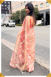 Sakura Chattisgarh Dusty Copper Pure Kosa Silk Saree|Silk Mark Certified - Seven Sarees - Seven Sarees