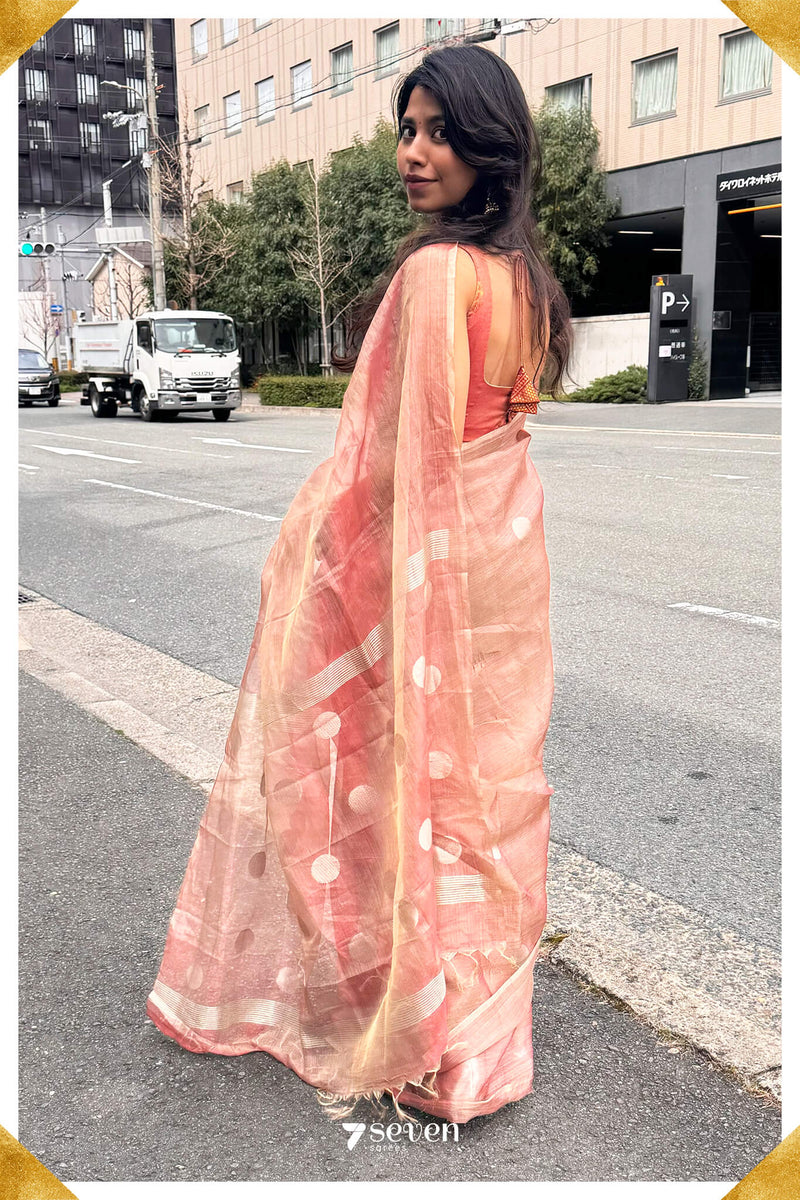 Sakura Chattisgarh Dusty Copper Pure Kosa Silk Saree|Silk Mark Certified - Seven Sarees - Seven Sarees