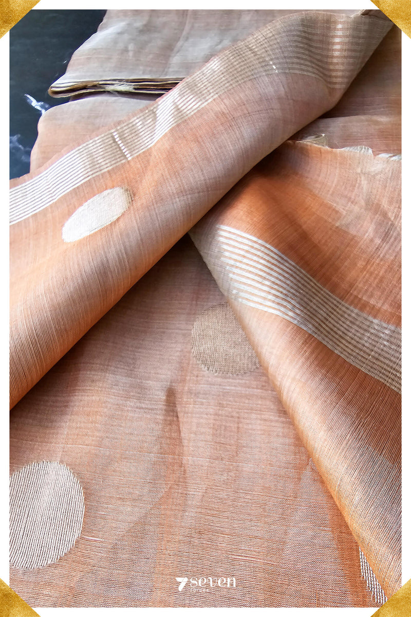 Sakura Chattisgarh Dusty Copper Pure Kosa Silk Saree|Silk Mark Certified - Seven Sarees - Seven Sarees