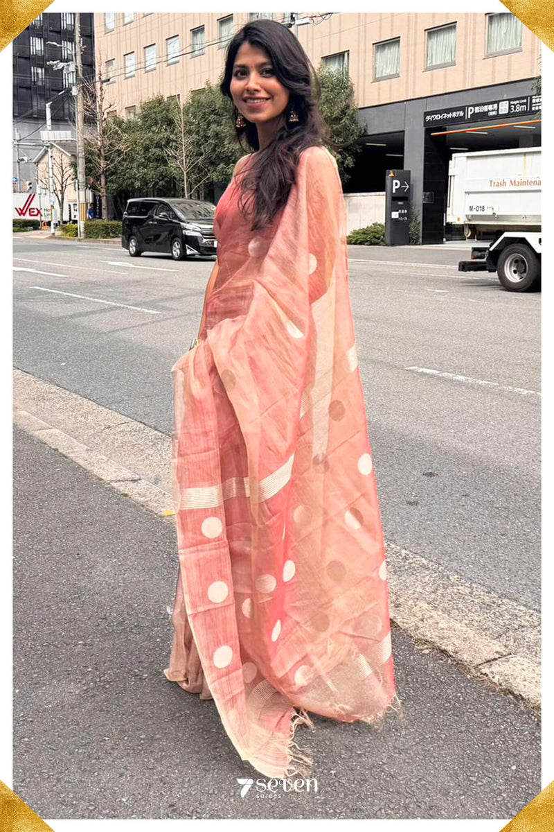 Sakura Chattisgarh Dusty Copper Pure Kosa Silk Saree|Silk Mark Certified - Seven Sarees - Seven Sarees