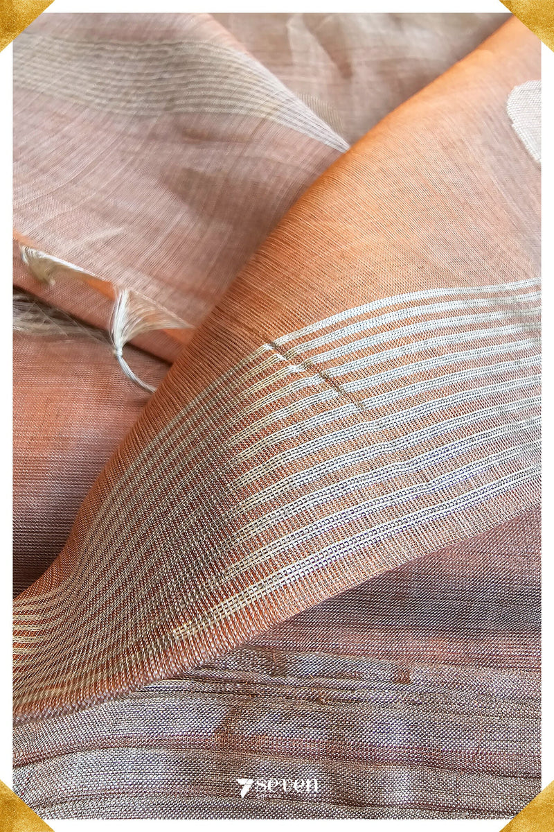 Sakura Chattisgarh Dusty Copper Pure Kosa Silk Saree|Silk Mark Certified - Seven Sarees - Seven Sarees