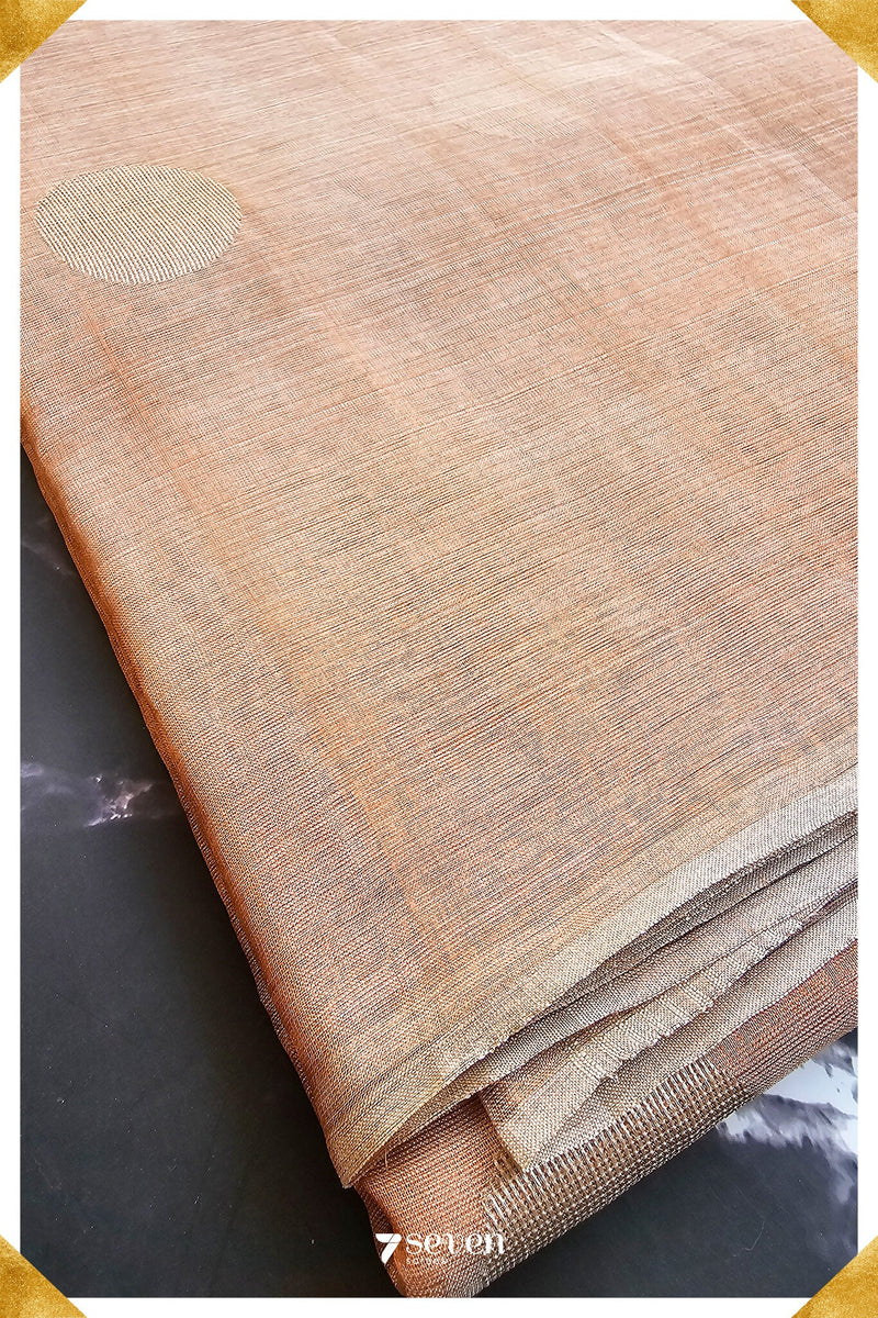 Sakura Chattisgarh Dusty Copper Pure Kosa Silk Saree|Silk Mark Certified - Seven Sarees - Seven Sarees
