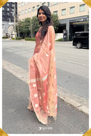 Sakura Chattisgarh Dusty Copper Pure Kosa Silk Saree|Silk Mark Certified - Seven Sarees - Seven Sarees