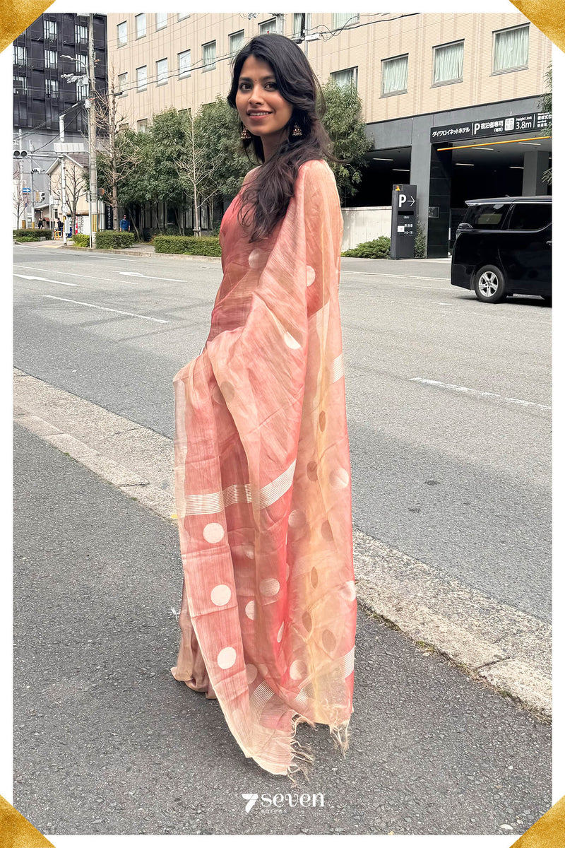 Sakura Chattisgarh Dusty Copper Pure Kosa Silk Saree|Silk Mark Certified - Seven Sarees - Seven Sarees