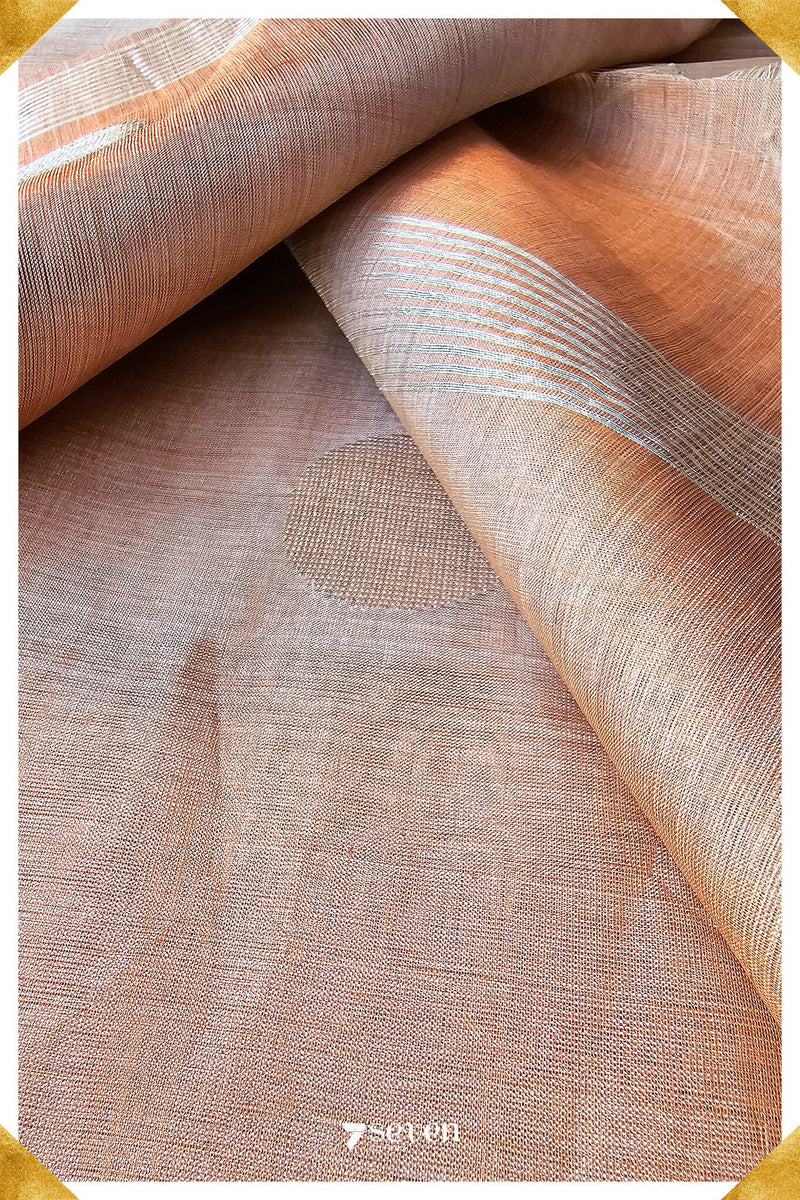 Sakura Chattisgarh Dusty Copper Pure Kosa Silk Saree|Silk Mark Certified - Seven Sarees - Seven Sarees