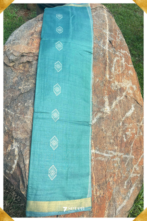 Salvia Chattisgarh Blue Pure Kosa Silk Saree|Silk Mark Certified - Seven Sarees - Saree - Seven Sarees